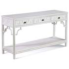 Rattan console table in white